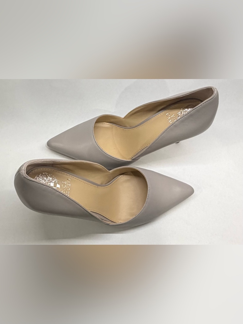 Vince Camuto Taupe Pointed Toe Leather Pump